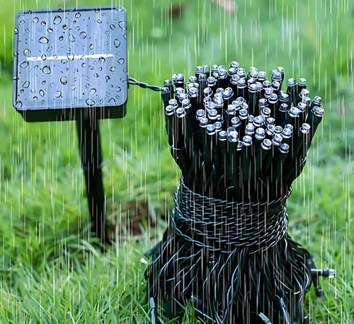 LUCES NAVIDEÑAS CON PANEL SOLAR AMBAR 10M