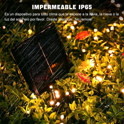 LUCES NAVIDEÑAS CON PANEL SOLAR AMBAR 10M