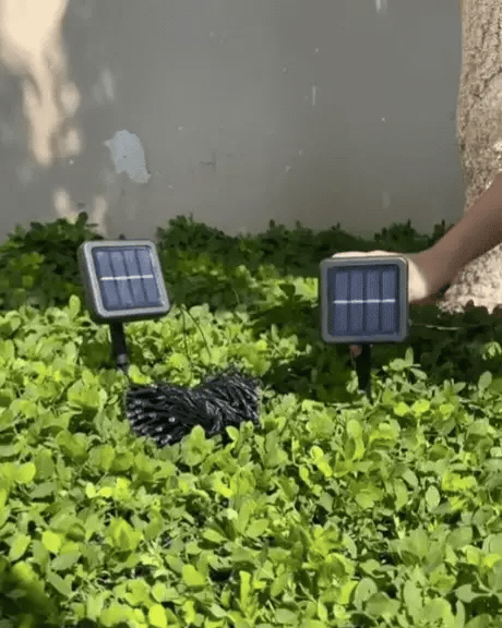 LUCES NAVIDEÑAS CON PANEL SOLAR AMBAR 10M